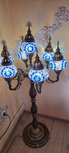 Edler Mosaikleuchter Stehlampe, 1,25 m, königsblau