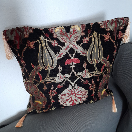 Orientalische Kissenhülle, 1 Stück, schwarz