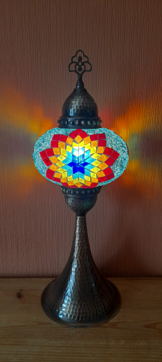 Tischlampe oriental Galata hellblau bunt