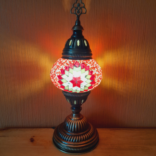Tischlampe Morgenland, 2er, rot weiss