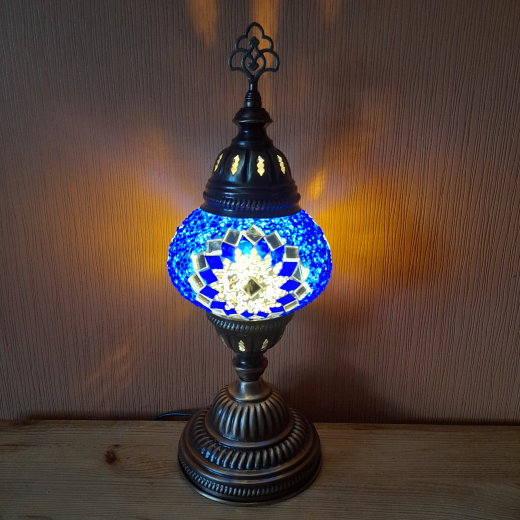 Tischlampe Morgenland, 2er, königsblau weiss