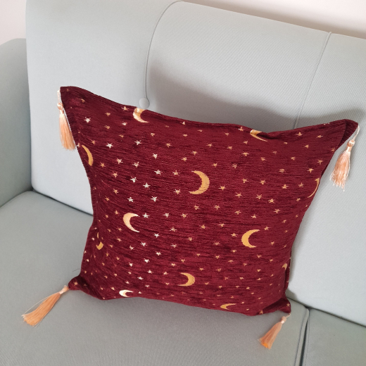 Orientalische Kissenhülle, 1 Stück, weinrot Mond