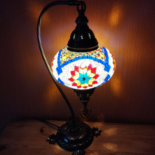 Tischlampe Schwan Aylin, 3er, weiss bunt