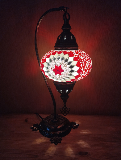 Tischlampe Schwan Aylin, 3er, roter Stern rose weiss