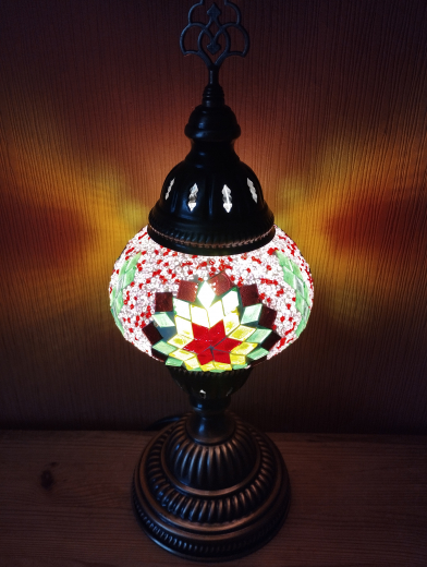 Tischlampe Morgenland, 2er, rosa bunt, roter Stern
