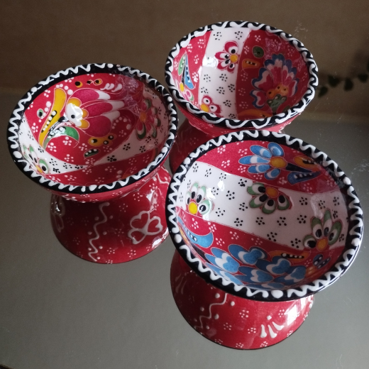 Keramikschale oriental, 3erSet, rot