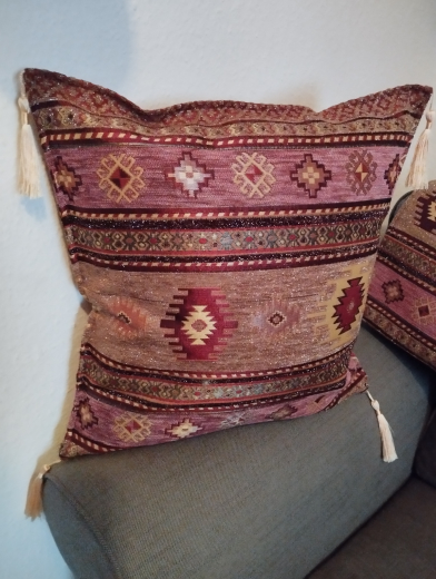 Orientalische Kissenhülle, 1 Stück,  rose mit silber Glitzer