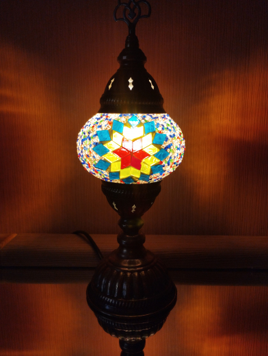 Tischlampe Morgenland, 1er, rot gelb blau bunt