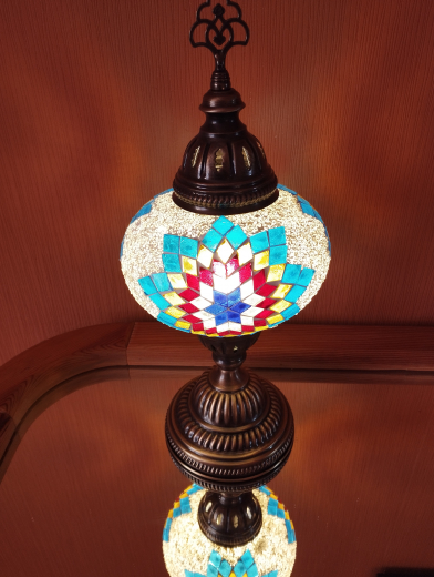 Tischlampe Morgenland, 3er, weiss bunt