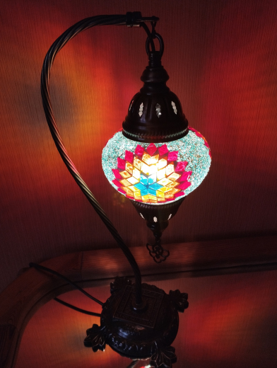 Tischlampe Schwan Aylin, 2er, türkis bunt