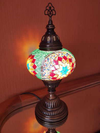 Tischlampe Morgenland, 3er, grün bunt