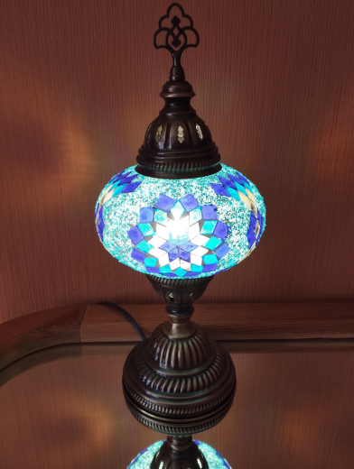 Tischlampe Morgenland, 3er, blauer Ozean
