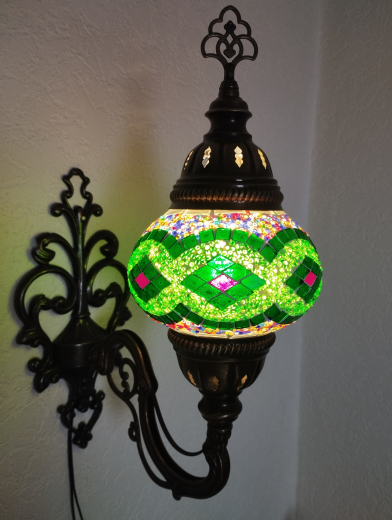 Orientalische Wandlampe, 2er, grün bunt