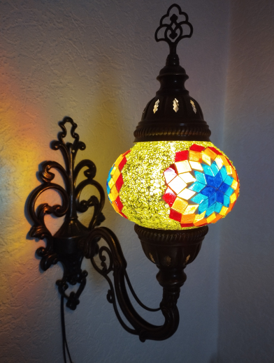 Orientalische Wandlampe, 2er, grün gelb bunt