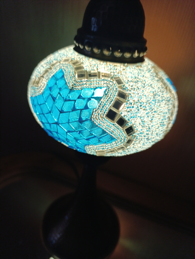 Tischlampe oriental Galata türkis weiß
