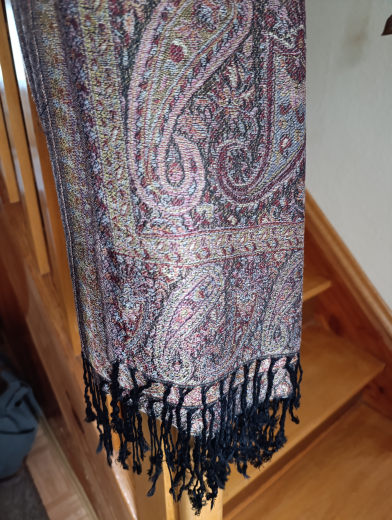Pashmina Schal/Schultertuch schwarz  mit Fransen