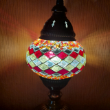 Tischlampe Morgenland, 1er, orange gestreift