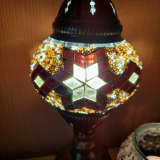 Tischlampe Baby + Teelichtglas / gold braun, 2er Set