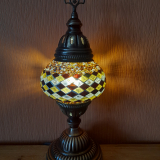 Tischlampe Morgenland, 2er, golden braun gestreift