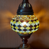 Tischlampe Morgenland, 2er, golden braun gestreift