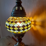 Tischlampe Morgenland, 2er, golden braun gestreift