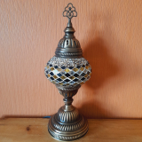 Tischlampe Morgenland, 2er, golden braun gestreift