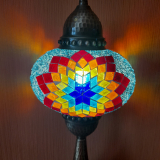 Tischlampe oriental Galata hellblau bunt