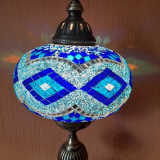 Orientalische Tischlampe XXL, 55 cm hoch, hellblau/dunkelblau