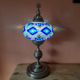 Orientalische Tischlampe XXL, 55 cm hoch, hellblau/dunkelblau
