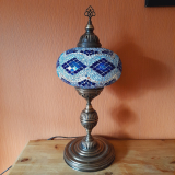 Orientalische Tischlampe XXL, 55 cm hoch, hellblau/dunkelblau