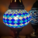 2 x Tischlampen Morgenland, 2er-SET, gestreift blau