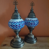 2 x Tischlampen Morgenland, 2er-SET, gestreift blau
