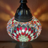 Tischlampe Morgenland, 3er, weißer Stern rot bunt