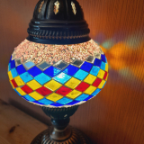 Tischlampe Morgenland, 2er, rose bunt gestreift