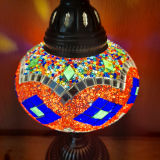 Tischlampe Morgenland, 3er, rot bunt blaue Karos