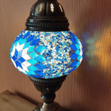 Tischlampe Morgenland, 2er, blau weiss Stern