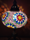Orientalische Tischlampe XXL, 55 cm hoch, rosa bunt