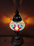 Tischlampe Morgenland, 2er, gelb roter Stern türkis bunt