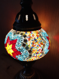 Tischlampe Morgenland, 2er, gelb roter Stern türkis bunt