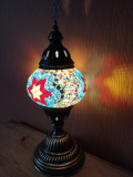 Tischlampe Morgenland, 2er, gelb roter Stern türkis bunt