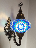 Orientalische Wandlampe, 3er, blau weiss