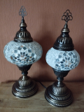 2 x Tischlampen Morgenland, 2er und 3er Glas, 2er-SET, frozen