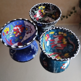 Keramikschale oriental, 3erSet, blau, petrol, schwarz