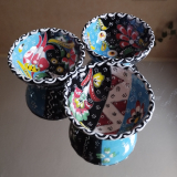 Keramikschale oriental, 3erSet, türkis/schwarz