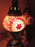 2 x Tischlampen Morgenland, 2er-SET, rot weiss + 1 Türkisches Auge Magnet