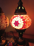 2 x Tischlampen Morgenland, 2er-SET, rot weiss + 1 Türkisches Auge Magnet