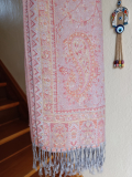 Pashmina Schal/Schultertuch rose mit Fransen grau