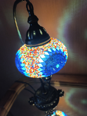 Tischlampe Schwan Aylin, 3er, rund blau bunt