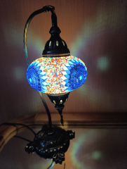 Tischlampe Schwan Aylin, 3er, rund blau bunt