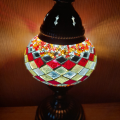 Tischlampe Morgenland, 1er, orange gestreift